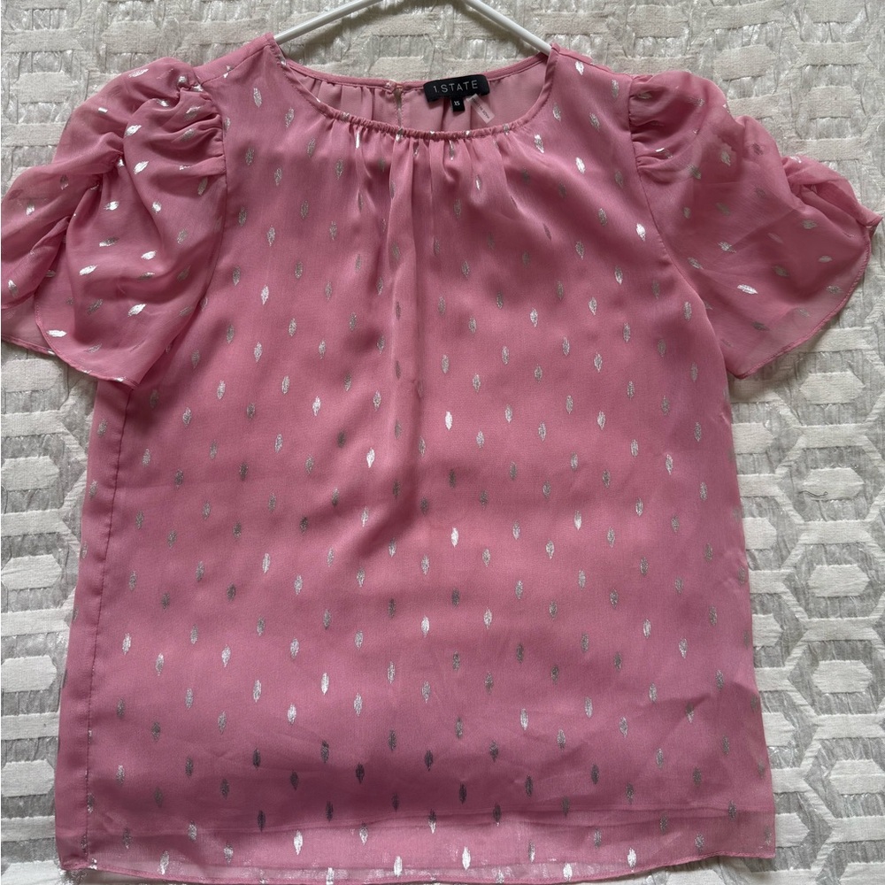 1. State Pink and Silver Women's Top